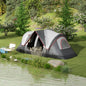 Cort de Camping pentru 6 Persoane cu 2 Camere Separate, Poliester și Fibră de Sticlă, 450x215x180 cm, Gri
