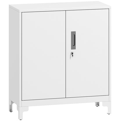 Mobilier de birou cu 3 rafturi, 2 uși și chei, 80x35x91 cm, Alb