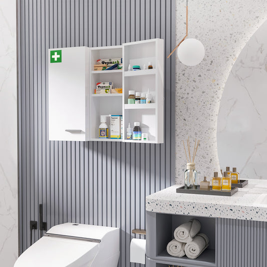 Dulap pentru medicamente cu 6 rafturi, cu încuietoare și 2 chei, din oțel, 55x18x60 cm, alb
