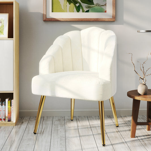 Fotoliu Catifea Crem – 63×65×84 cm, Spatar Tip Scoica Elegant