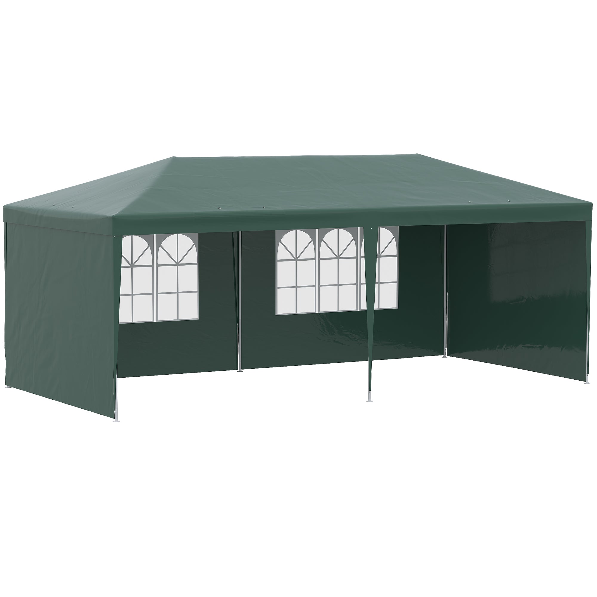Cort de Grădină cu Orificii de Drenaj, Pereți Detașabili și Ferestre, 6x3 m, Verde