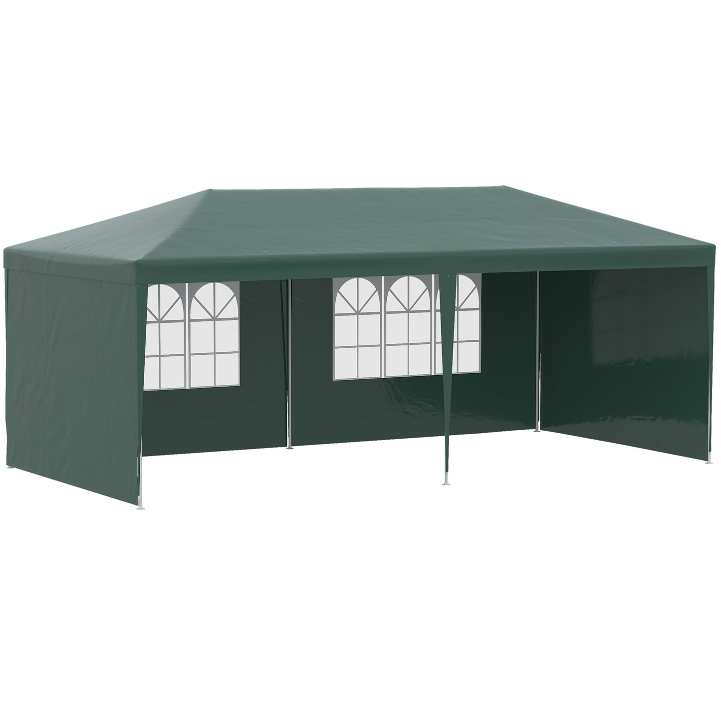 Cort de Grădină cu Orificii de Drenaj, Pereți Detașabili și Ferestre, 6x3 m, Verde