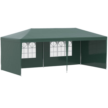 Cort de Grădină cu Orificii de Drenaj, Pereți Detașabili și Ferestre, 6x3 m, Verde