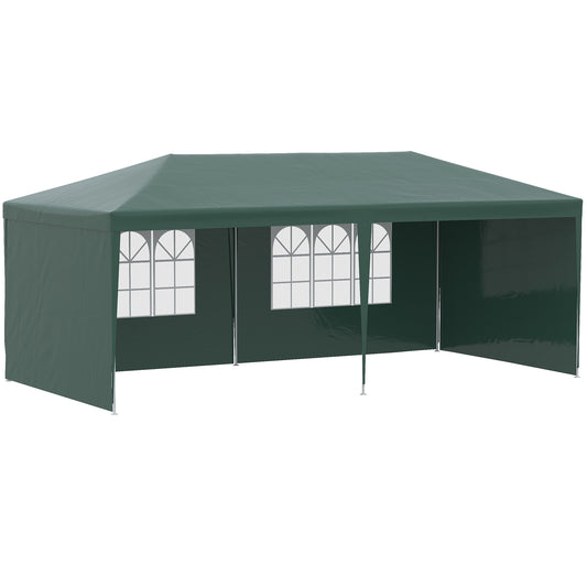 Cort de Grădină cu Orificii de Drenaj, Pereți Detașabili și Ferestre, 6x3 m, Verde