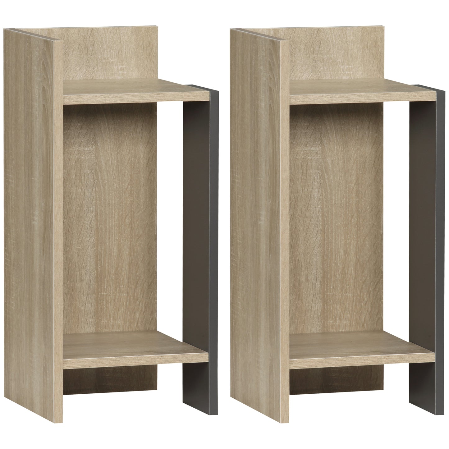 Set 2 Noptiere Moderne – Gri cu Polita Deschisa