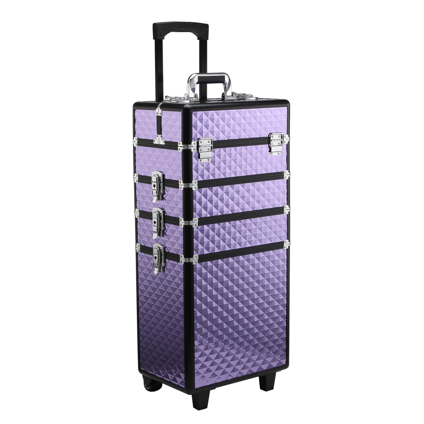 Valiza Machiaj Profesional – Aluminiu Mov cu Trusa Detasabila