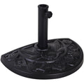 Bază  pentru Umbrelă Semicirculară de Ø3.8 și Ø4.8 mm din Rășină cu Manivelă, 50x31x32 cm, Negru