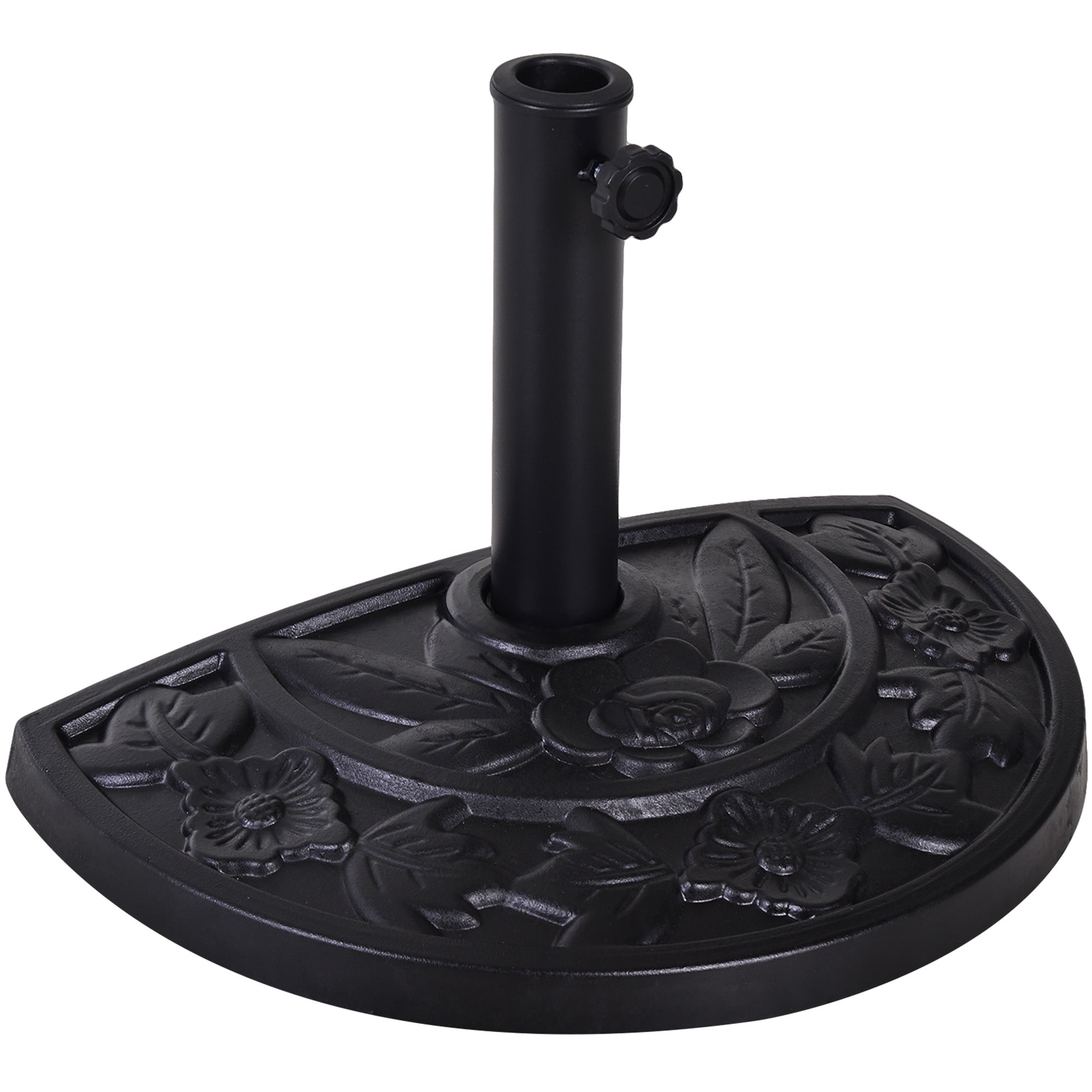 Bază  pentru Umbrelă Semicirculară de Ø3.8 și Ø4.8 mm din Rășină cu Manivelă, 50x31x32 cm, Negru