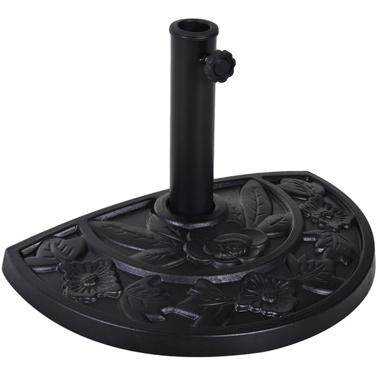 Bază  pentru Umbrelă Semicirculară de Ø3.8 și Ø4.8 mm din Rășină cu Manivelă, 50x31x32 cm, Negru