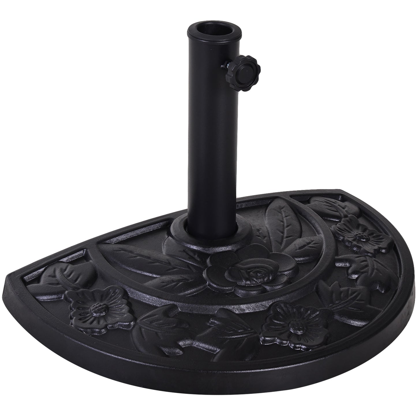 Bază  pentru Umbrelă Semicirculară de Ø3.8 și Ø4.8 mm din Rășină cu Manivelă, 50x31x32 cm, Negru