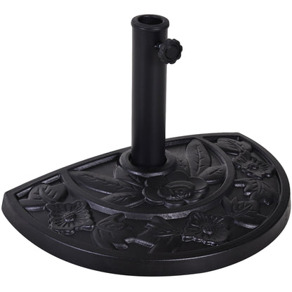 Bază  pentru Umbrelă Semicirculară de Ø3.8 și Ø4.8 mm din Rășină cu Manivelă, 50x31x32 cm, Negru