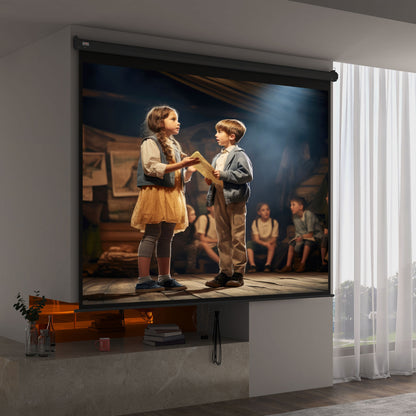 Ecran Proiector 120" Ajustabil cu Montare pe Tavan și Perete, Format 4:3, 244x183cm, Alb și Negru