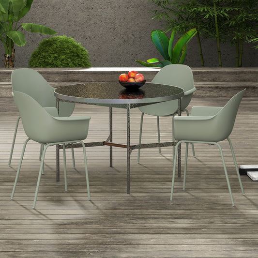 Set 4 Scaune de Exterior 59x55x84 cm din PP și Oțel Verde
