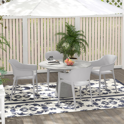Set 4 Scaune Gradina PP Exterior – Spatar inalt & Cotiera, Stivuibile