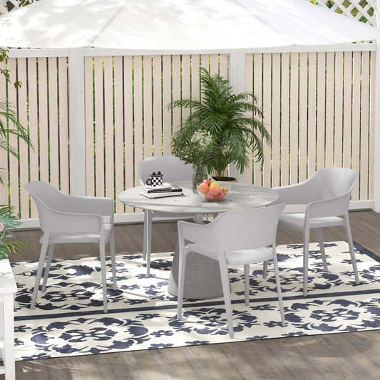 Set 4 Scaune Gradina PP Exterior – Spatar inalt & Cotiera, Stivuibile