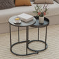 Set 2 Măsuțe de Cafea  Stivuibile în Stil Industrial, din Lemn și Metal, Ø42x54 cm și Ø36.5x48.5 cm, Gri și Negru