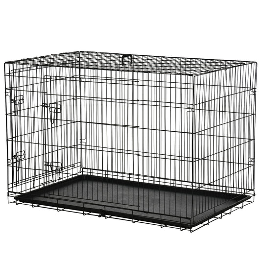 Cusca Transport Animale – Pliabila din Otel Negru, 122×77×82 cm