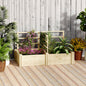 Jardinieră Înălțată din Lemn cu 3 Suporturi pentru Plante, 119x62,5x64 cm, Natural