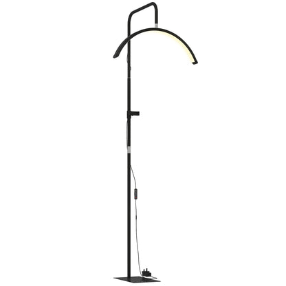 Lampă de Podea LED cu Cap Semilună, Înălțime și Temperatură de Culoare Reglabile, Telecomandă, Negru