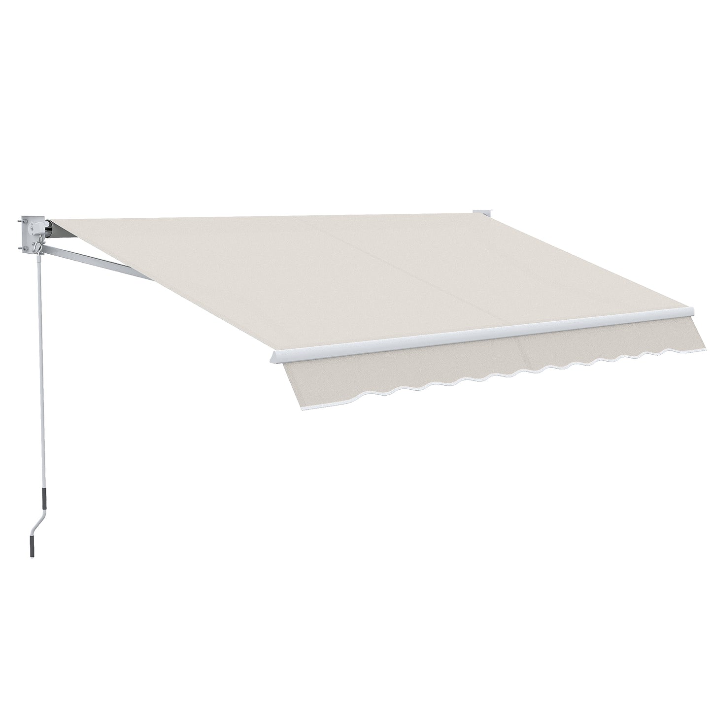 Copertina pentru soare cu brate si actionare manuala, din aluminiu si poliester pentru exterior, 250x200 cm, alb crem