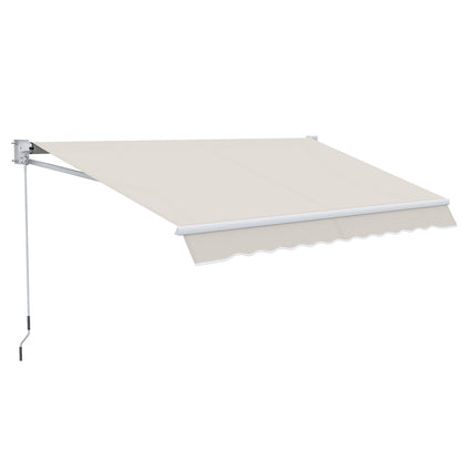 Copertina pentru soare cu brate si actionare manuala, din aluminiu si poliester pentru exterior, 250x200 cm, alb crem