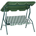 Balansoar cu 3 Locuri cu Acoperis Reglabil si Perne Tapitate, Leagan de Gradina din Otel si Poliester, 170x110x153 cm