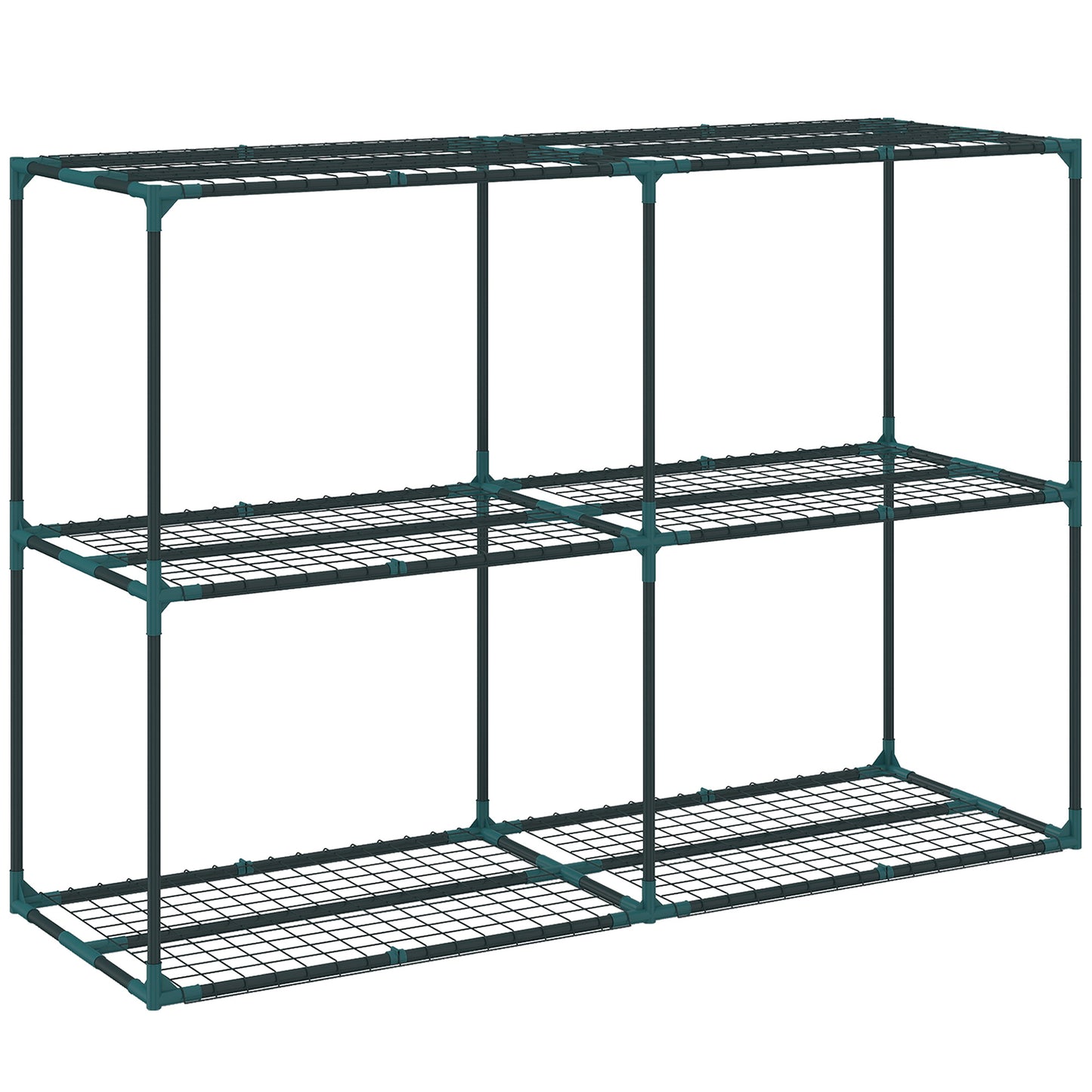 Suport Vertical pentru Plante cu 3 Niveluri din Oțel și Plastic, Suport Ghivece pentru Interior și Exterior Grădină Balcon, 143x48x100 cm, Verde Închis