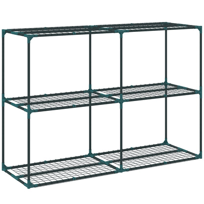 Suport Vertical pentru Plante cu 3 Niveluri din Oțel și Plastic, Suport Ghivece pentru Interior și Exterior Grădină Balcon, 143x48x100 cm, Verde Închis