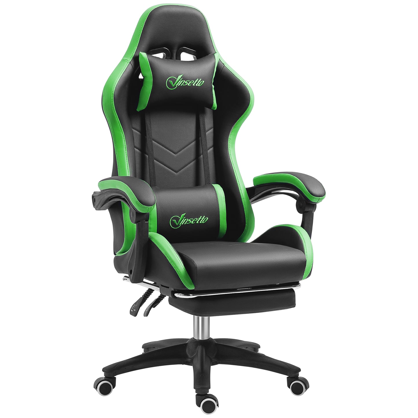 Scaun de Gaming cu Înălțime Reglabilă și Spătar Rabatabil, 65x65x121-129 cm, Negru și Verde