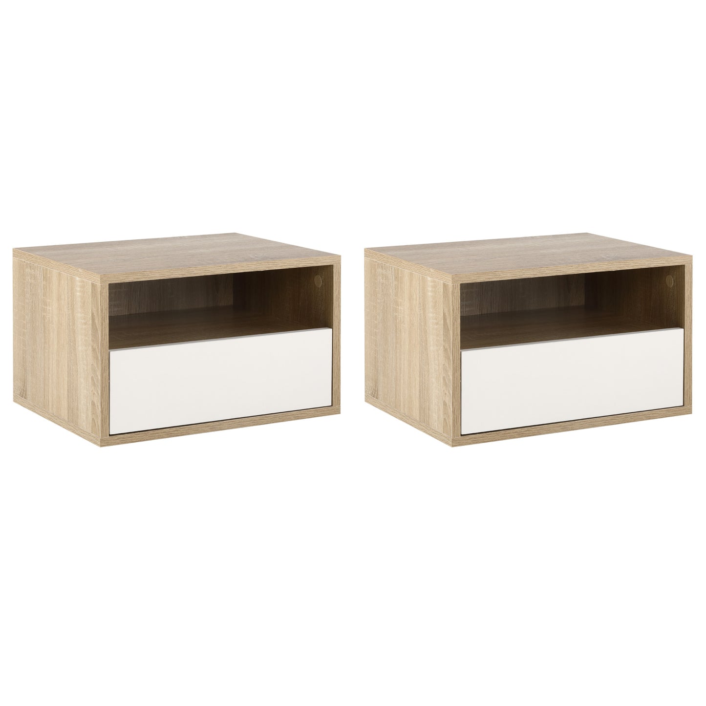 Noptiere Suspendate – Set 2 cu Sertar si Raft