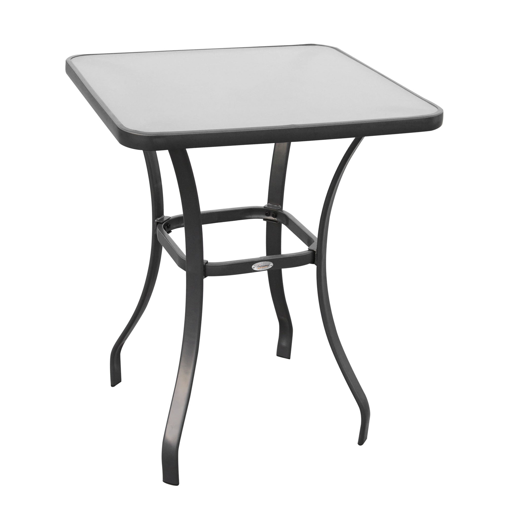 Masa pentru gradina cu suprafata din sticla tratata termic, Neagra, 68.5x68.5x84cm