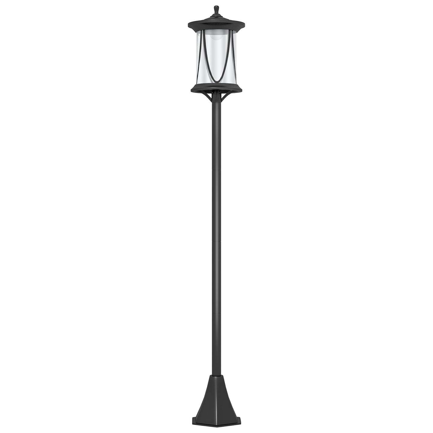 Lampadar Solar cu 6h Autonomie și Ancorare în Sol, Lampadar de Exterior din Policarbonat și ABS IP44, 17x17x127 cm, Negru