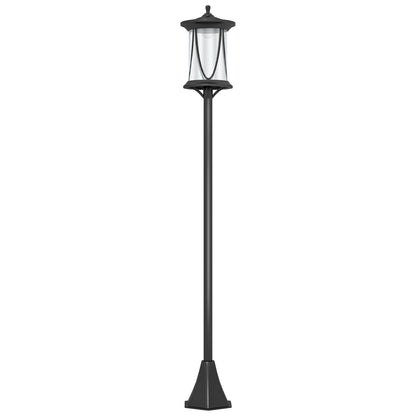 Lampadar Solar cu 6h Autonomie și Ancorare în Sol, Lampadar de Exterior din Policarbonat și ABS IP44, 17x17x127 cm, Negru