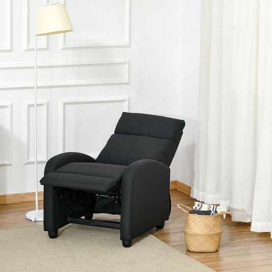 Fotoliu Relax – Negru, In, Rabatabil cu Taburet Inclus
