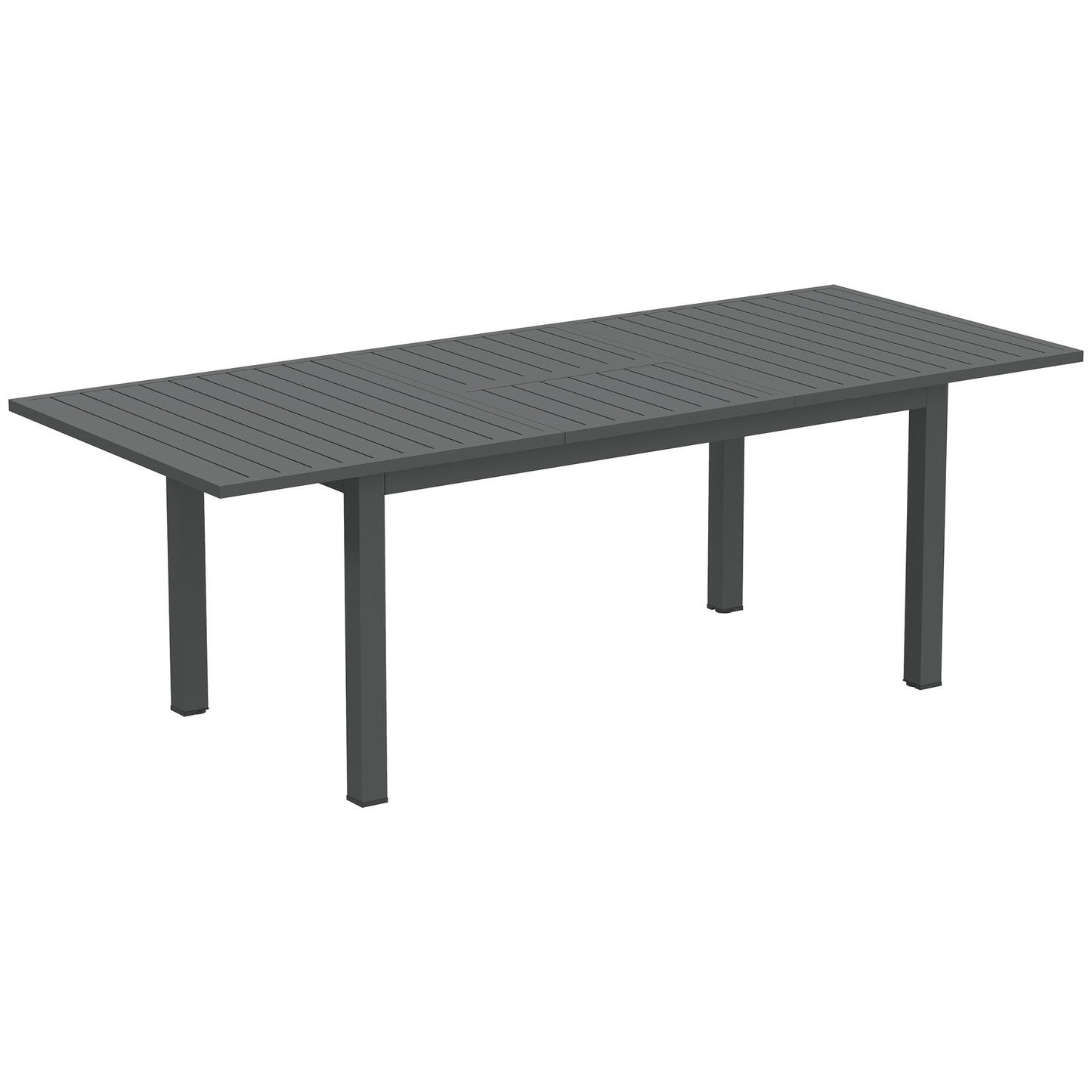 Masă extensibilă de grădină 160-220 cm pentru 6-8 persoane, dreptunghiulară, din aluminiu, gri