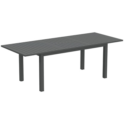 Masă extensibilă de grădină 160-220 cm pentru 6-8 persoane, dreptunghiulară, din aluminiu, gri