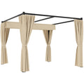 Pergolă de Grădină cu Acoperiș Retractabil și Perdele, din Metal și Poliester, 300x300x227 cm, Bej