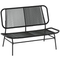 Canapea Rattan cu 2 Locuri, Loveseat cu Șezut și Spătar Împletit, Negru.