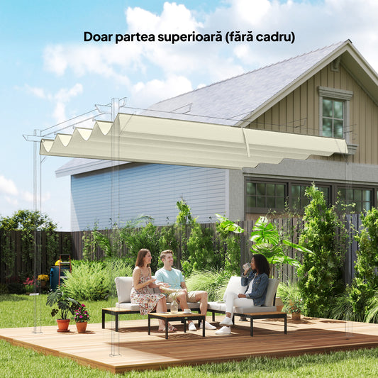 Acoperiș Pergola, Acoperire Retractabilă pentru Umbră, Protecție UV30+, Crem