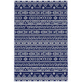 Covor de Exterior Reversibil Stil Geometric cu Geantă de Transport, 182x274 cm, Albastru și Alb