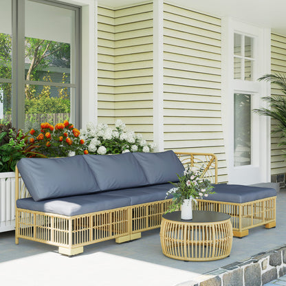 Set de Mobilier din Rachita de 5 Bucati, Gri
