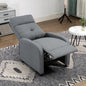Fotoliu Reclinabil 155° max cu Tapițerie din Material Textil cu Aspect de In, Gri, și Suport pentru Picioare, 67x87x98 cm