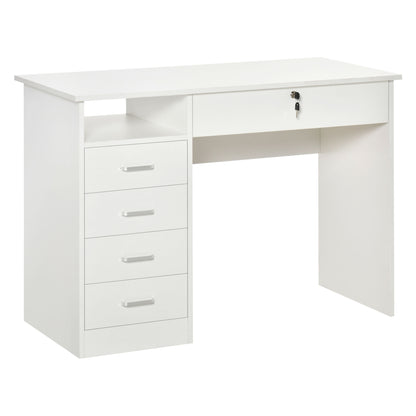 Birou Lemn Alb 110×50×76 cm – 2 Sertare & inchidere cu Cheie