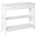 Masa Consola 100×30,5×80 cm – Alba, cu Sertare & Rafturi
