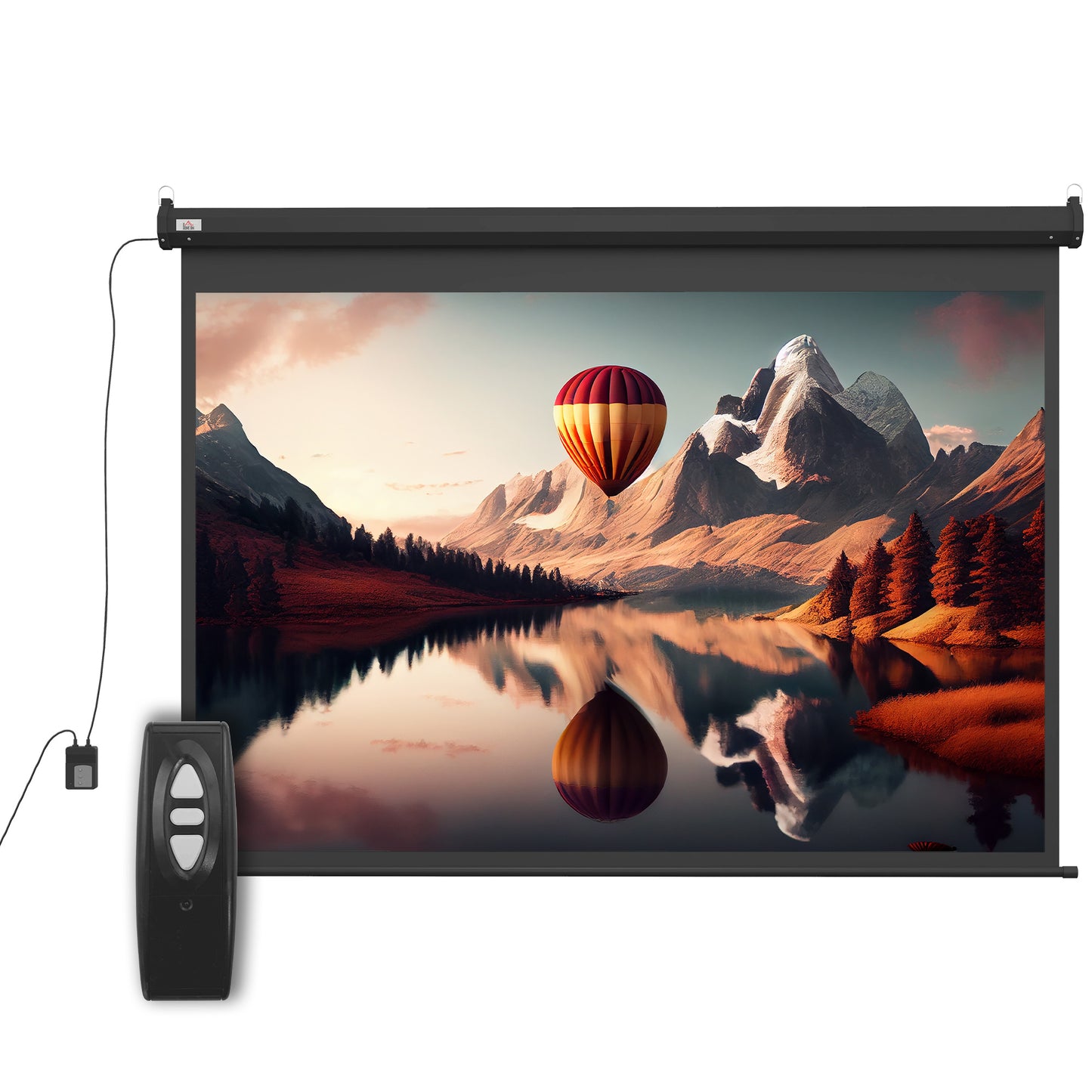 Ecran pentru Proiector 100" Format 4:3 Reglabil cu Telecomandă, 203x152cm, Negru
