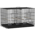 Colivie pentru Păsări cu Separator și Raft Inferior pentru Depozitare, din Oțel și PP, 94x57x57 cm, Negru