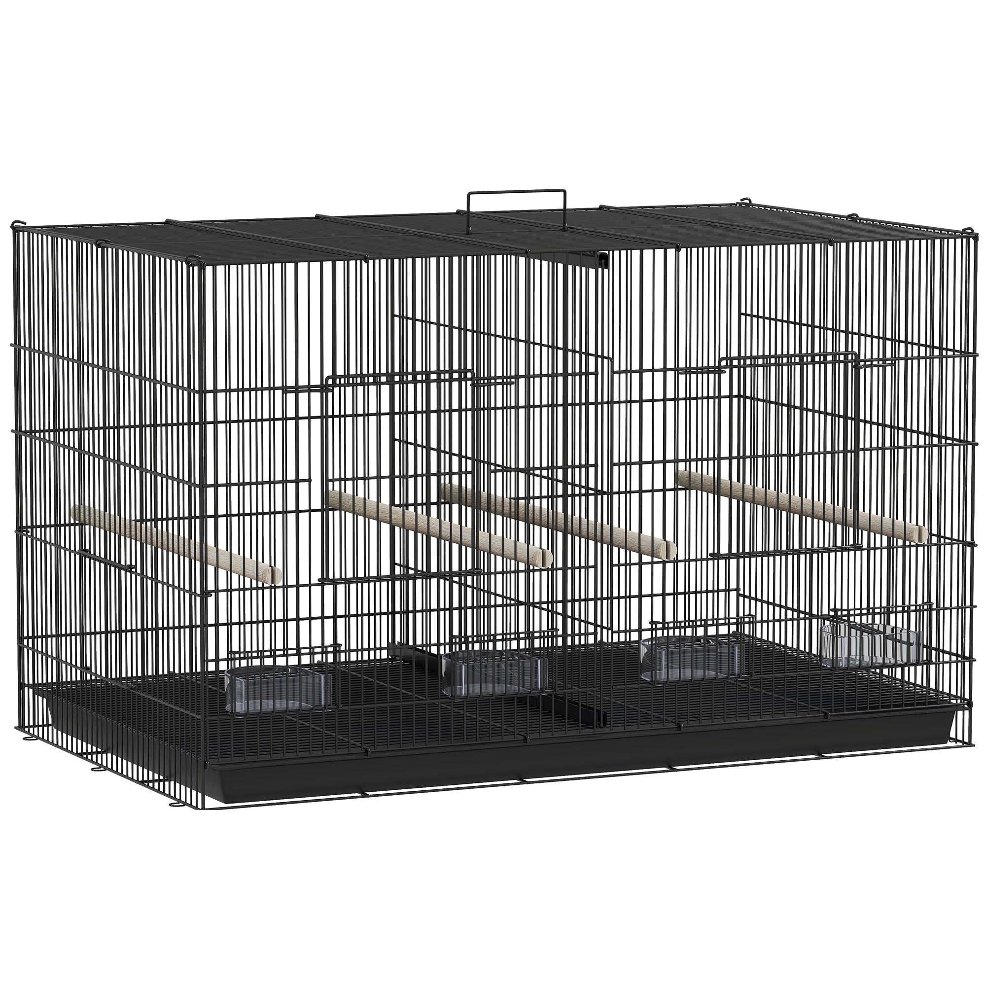 Colivie pentru Păsări cu Separator și Raft Inferior pentru Depozitare, din Oțel și PP, 94x57x57 cm, Negru