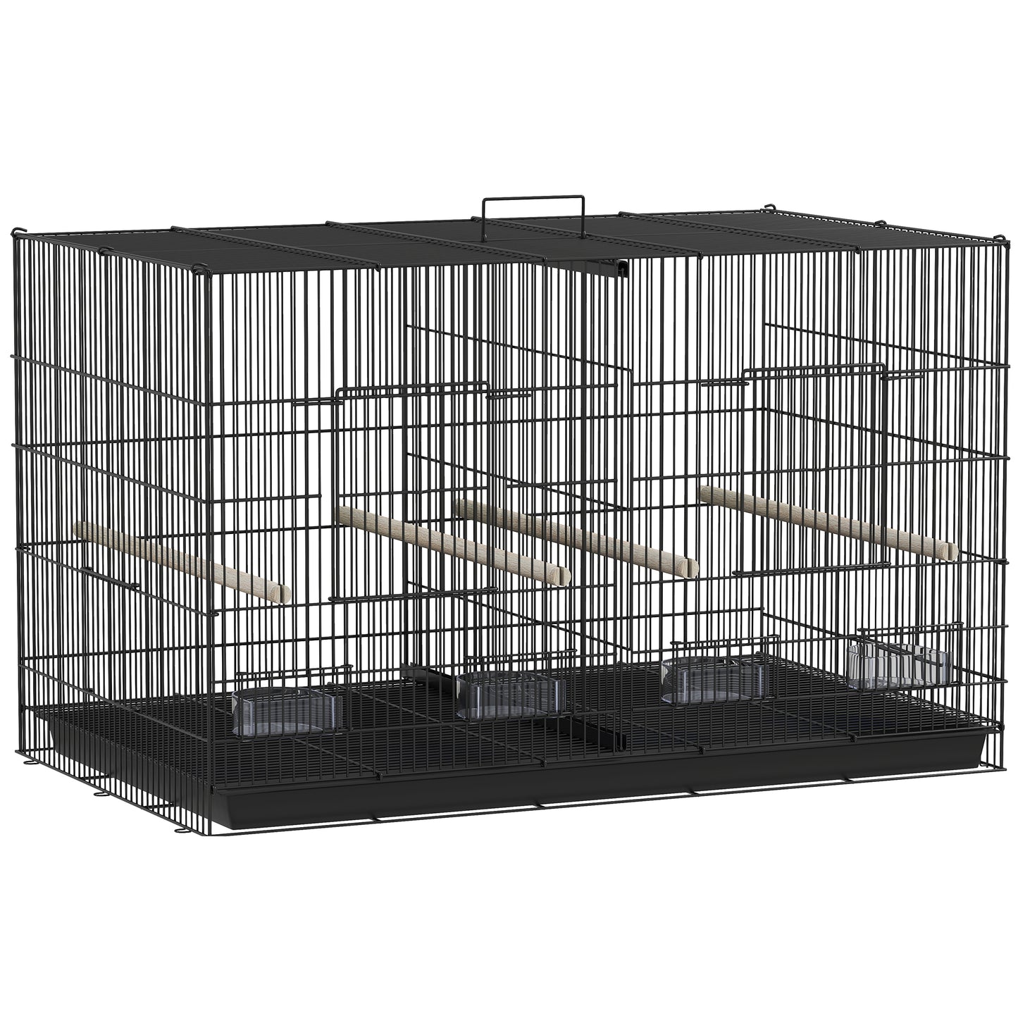 Colivie pentru Păsări cu Separator și Raft Inferior pentru Depozitare, din Oțel și PP, 94x57x57 cm, Negru