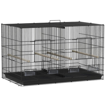 Colivie pentru Păsări cu Separator și Raft Inferior pentru Depozitare, din Oțel și PP, 94x57x57 cm, Negru