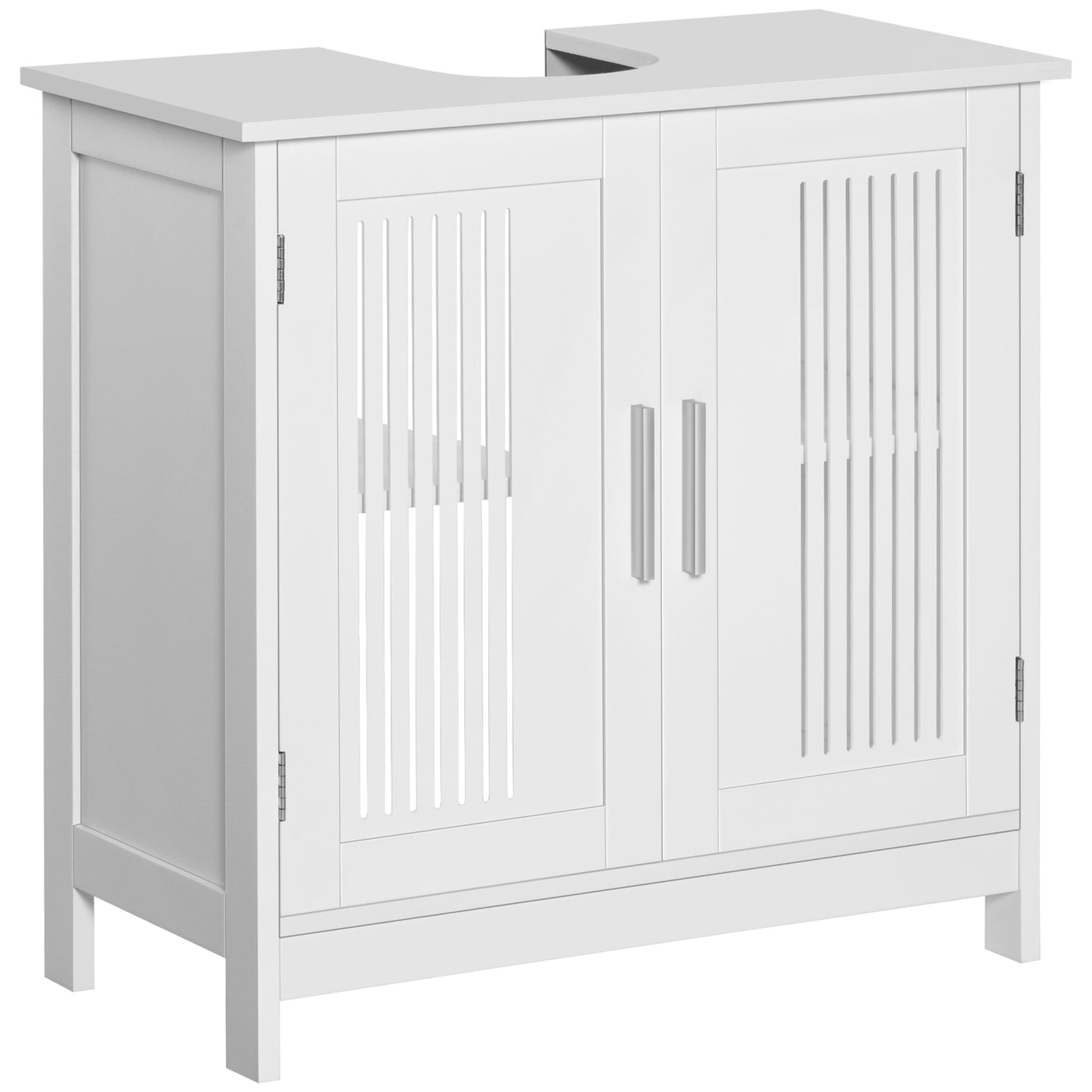 Dulapior de Baie sub Lavoar cu 2 Usi din MDF cu Economisire de Spatiu cu Etajere Reglabile 60x30x60cm Alb